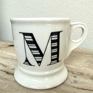 Anthropologie Monogram M Initial Coffee Mug Cup